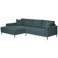ECKSOFA in Cord Blau  173/276 cm  - Blau/Schwarz, KONVENTIONELL, Textil/Metall (173/276cm) - Carryhome