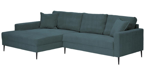 ECKSOFA in Cord Blau  173/276 cm  - Blau/Schwarz, KONVENTIONELL, Textil/Metall (173/276cm) - Carryhome