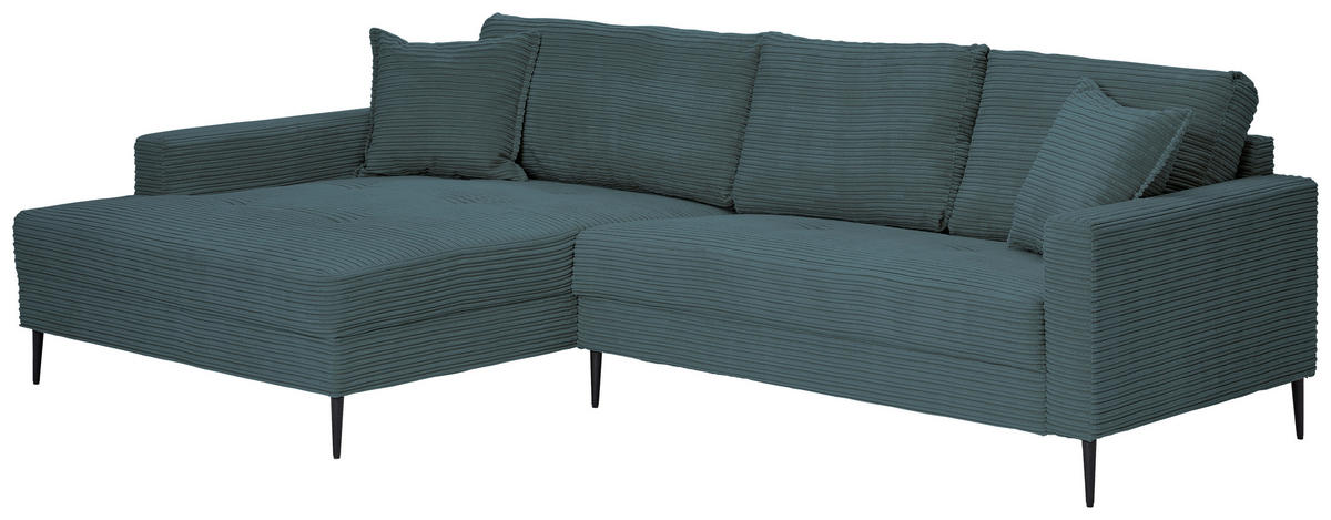 ECKSOFA Blau Cord  - Blau/Schwarz, KONVENTIONELL, Textil/Metall (173/276cm) - Carryhome