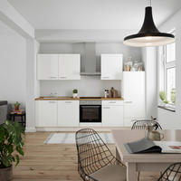 KÜCHENBLOCK Touch 300 cm  in Weiß, Eichefarben  - Edelstahlfarben/Eichefarben, MODERN, Holzwerkstoff/Metall (300cm) - Nobilia