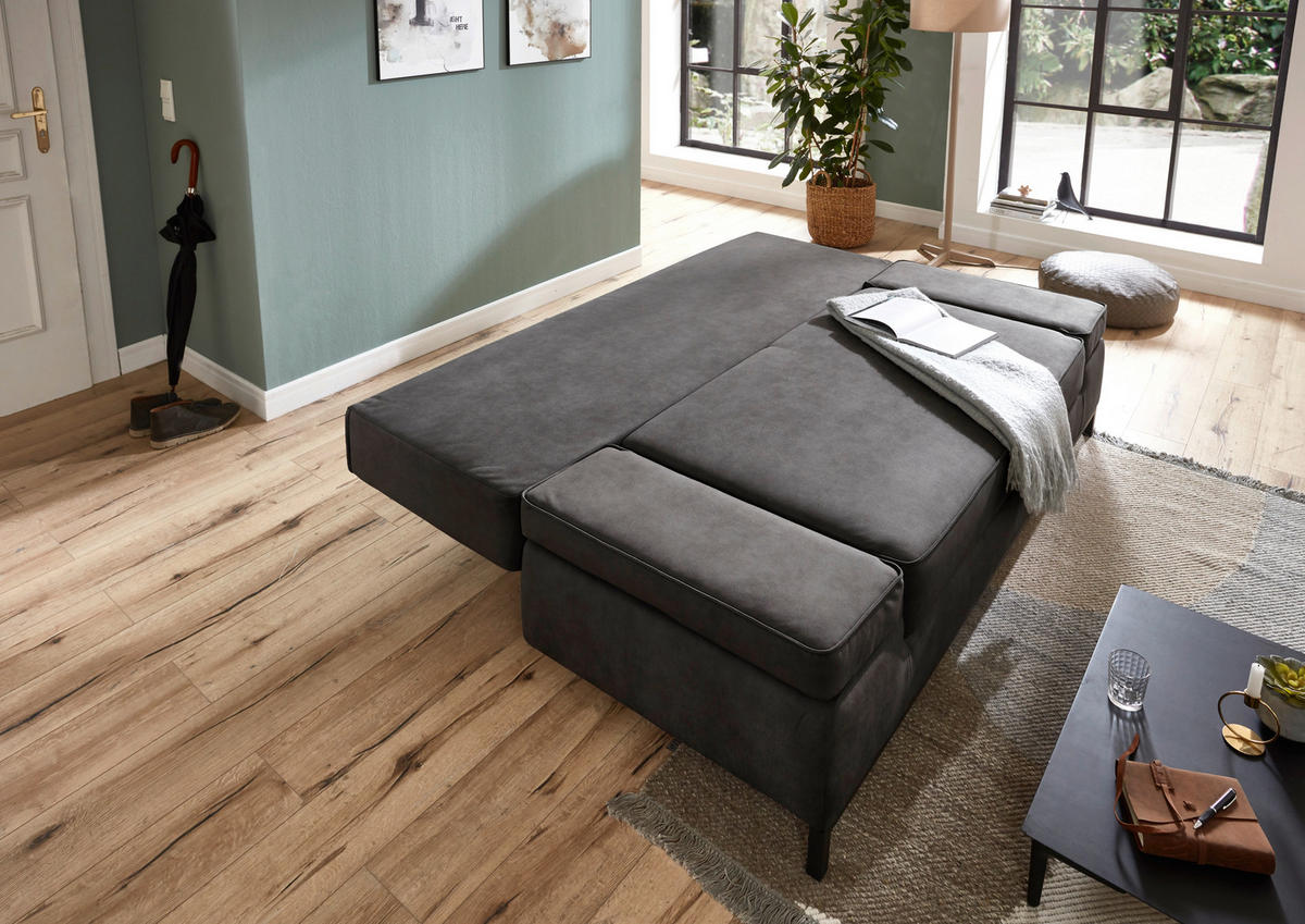 SCHLAFSOFA  mit Mikrofaser Anthrazit  - Anthrazit/Schwarz, KONVENTIONELL, Kunststoff/Textil (202/90/97cm) - Carryhome