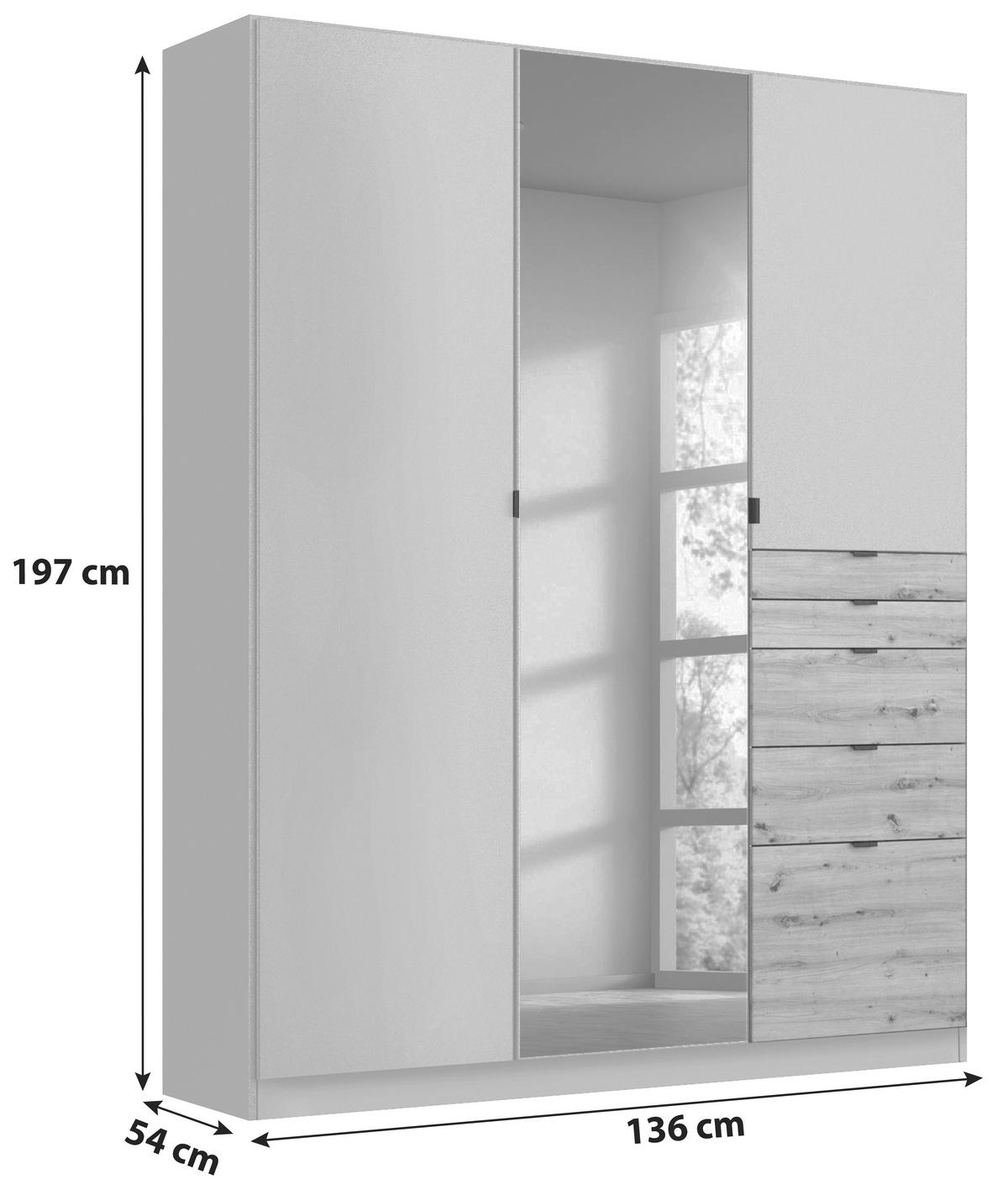 DREHTÜRENSCHRANK in Eichefarben, Dunkelgrau  - Eichefarben/Dunkelgrau, Modern, Holzwerkstoff (136/197/54cm) - Rauch Möbel