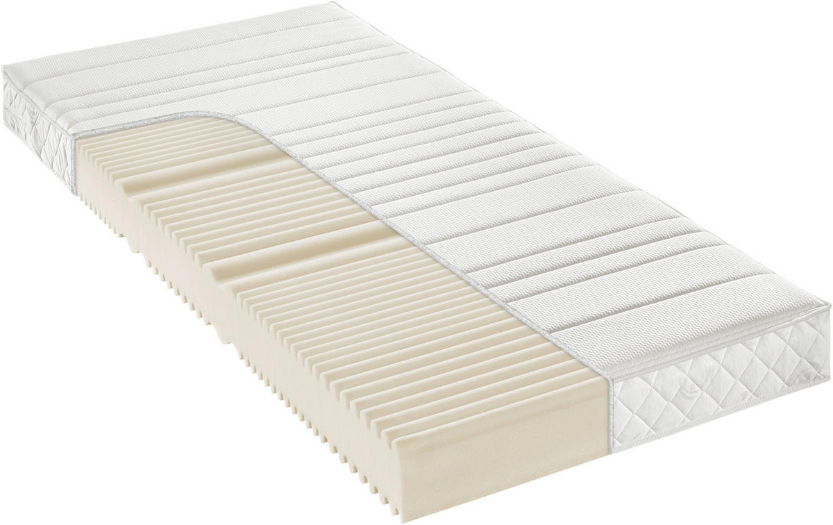 KOMFORTSCHAUMMATRATZE 90/200 cm, Höhe ca.: 16 cm, H2 = mittel, 7-Zonen - Weiß, Basics, Textil (90/200cm) - Sleeptex