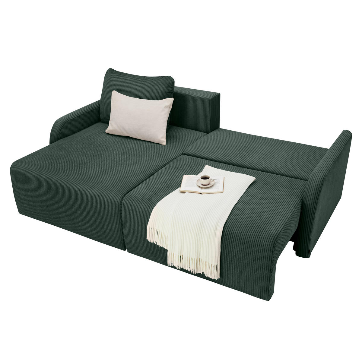 KUTNA GARNITURA tekstil  tamno zelena   - tamno zelena/crna, Konvencionalno, tekstil/plastika (217/146cm) - Carryhome