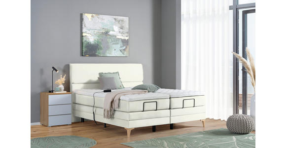 BOXSPRINGBETT 180/200 cm in Weiß - Eichefarben/Weiß, KONVENTIONELL, Holz/Textil (180/200cm) - Voleo