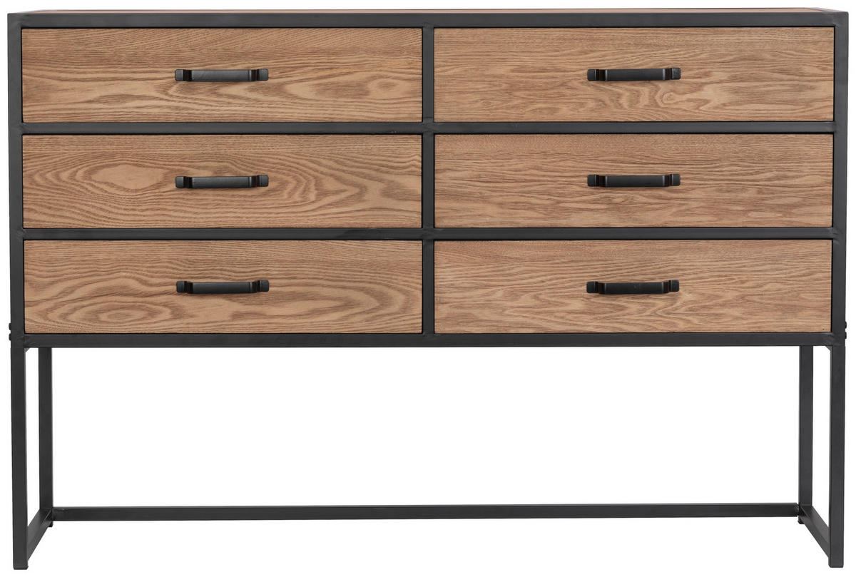 KOMMODE  in 120/80/38 cm  - Hellbraun/Schwarz, Design, Holz/Holzwerkstoff (120/80/38cm) - P & B