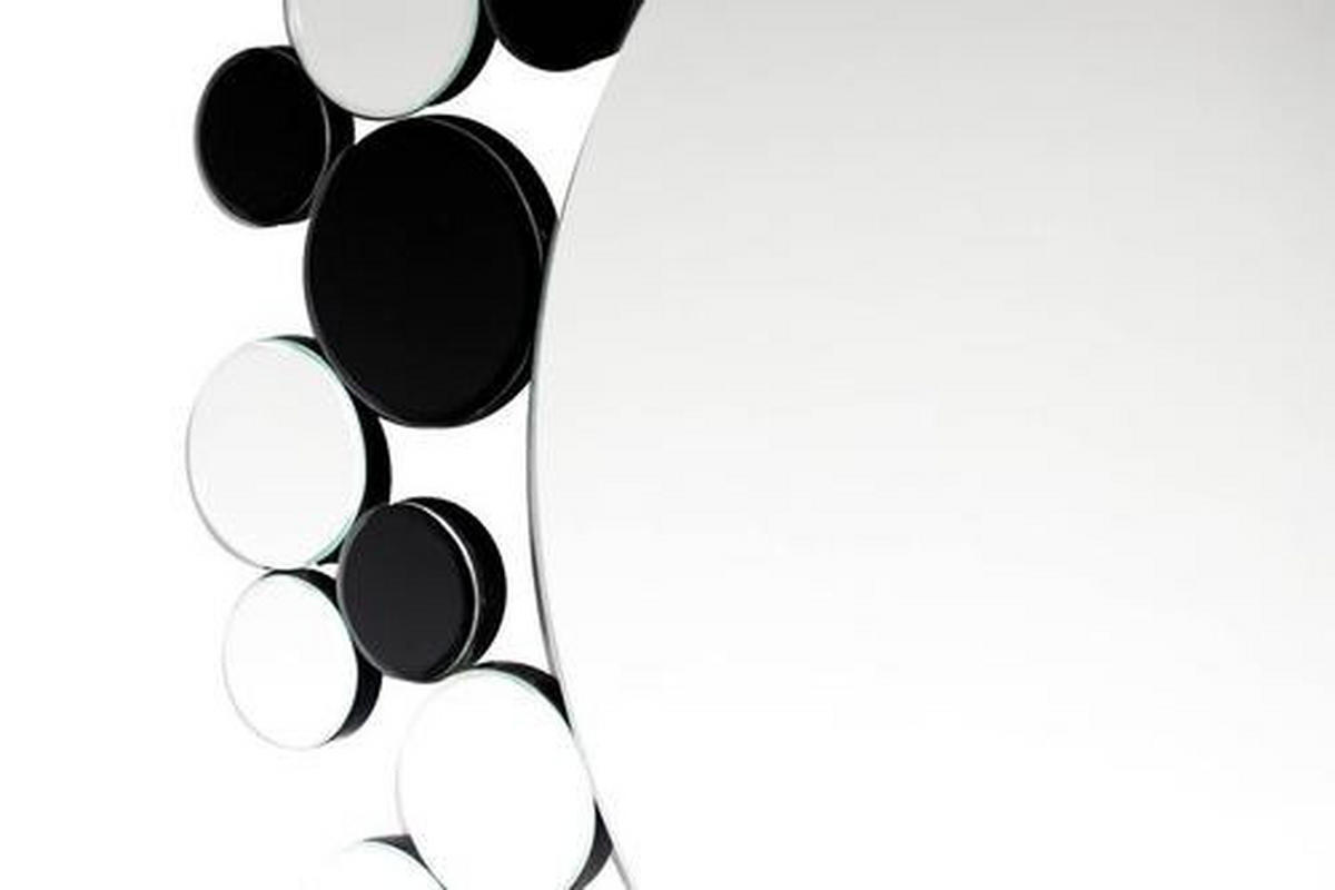 WANDSPIEGEL 80/80/5 cm    in rund  - Silberfarben/Schwarz, Basics, Glas/Metall (80/80/5cm) - Kayoom
