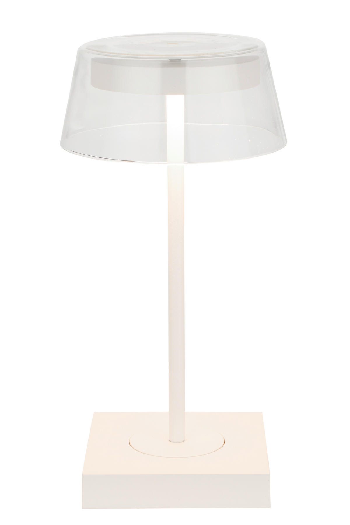AKKU-TISCHLEUCHTE - Weiss, Design, Glas/Metall (13,7/27cm) - Dieter Knoll