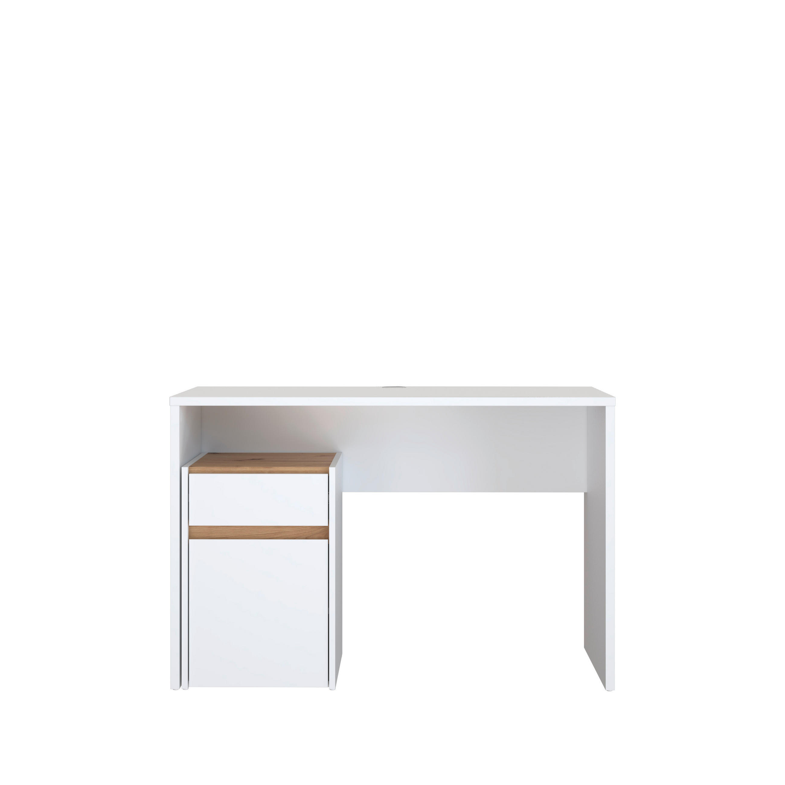BIROU in plastic, material pe bază de lemn 110/72,7/52,7 cm  - alb/culoare lemn stejar, Modern, plastic/material pe bază de lemn (110/72,7/52,7cm) - Carryhome