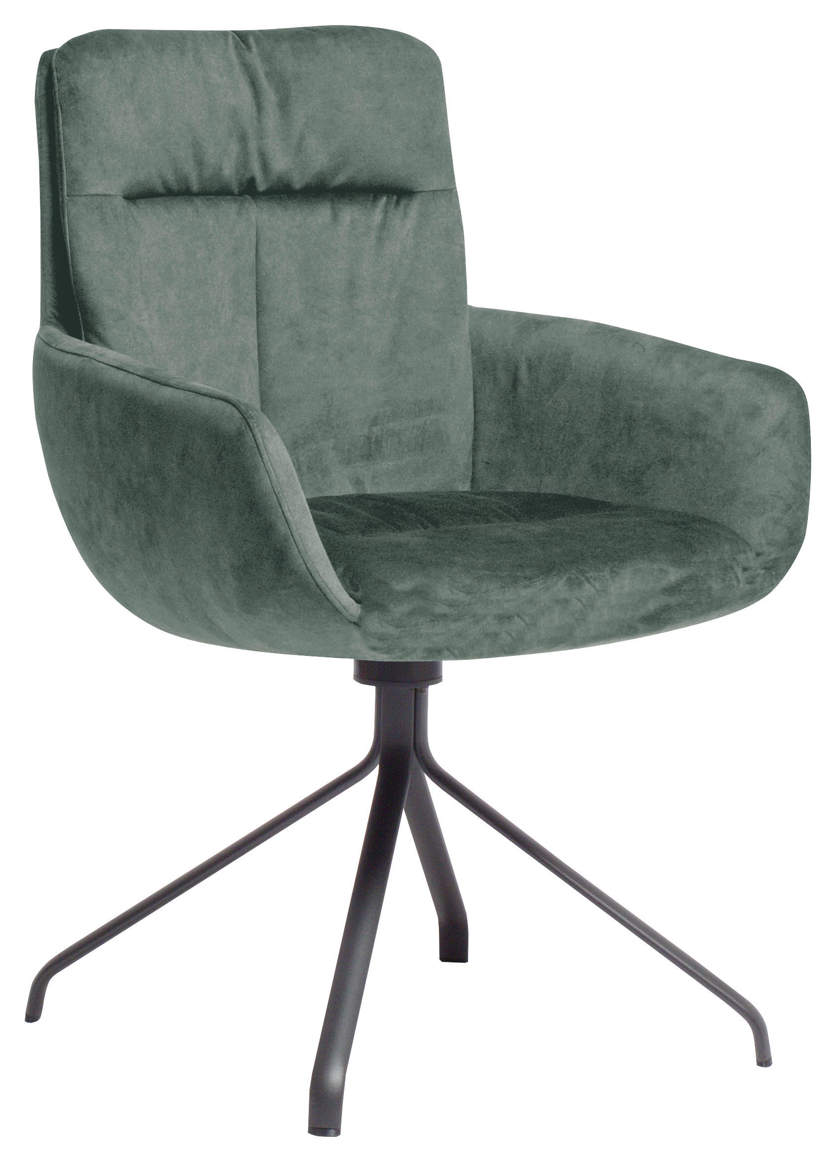 ARMLEHNSTUHL  in Stahl Velours  - Anthrazit/Hellgrün, Design, Textil/Metall (61/90/64cm) - Venjakob