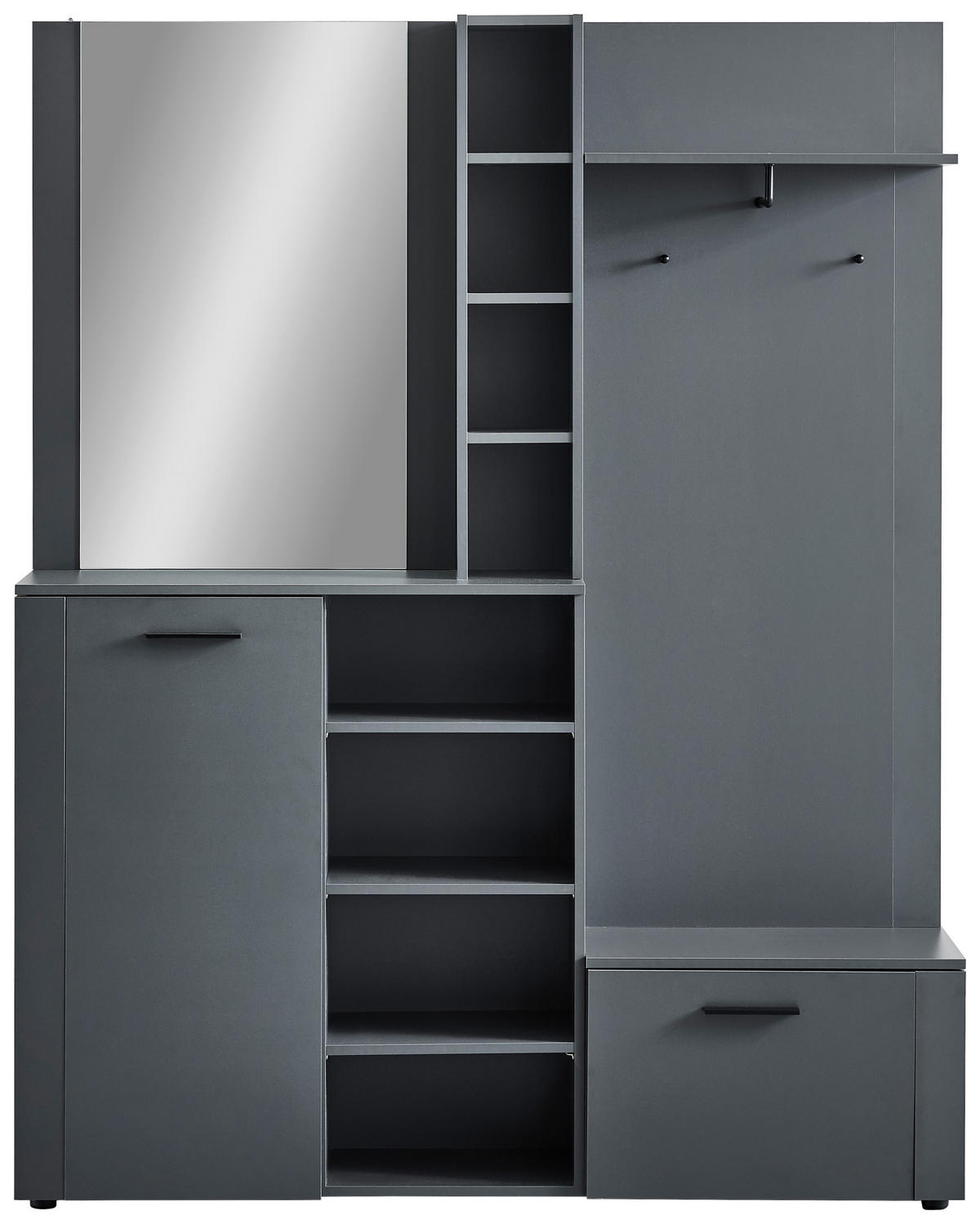 GARDEROBE 4-teilig  in 150/190/32 cm  - Anthrazit/Eiche Artisan, Design, Glas/Holzwerkstoff (150/190/32cm) - MID.YOU