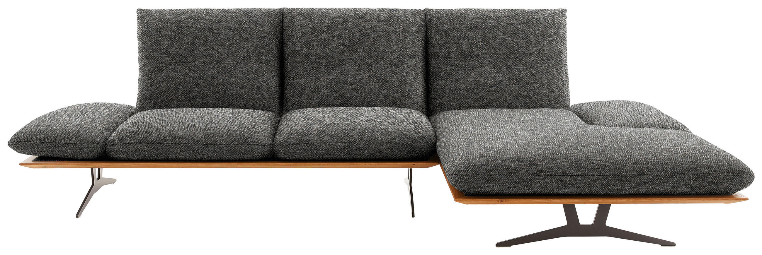 ECKSOFA in Flachgewebe Anthrazit  - Anthrazit/Schwarz, Design, Holz/Textil (314/159cm) - Dieter Knoll