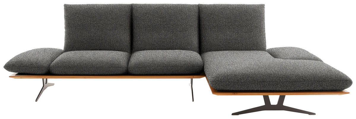 ECKSOFA in Flachgewebe Anthrazit  - Anthrazit/Schwarz, Design, Holz/Textil (314/159cm) - Dieter Knoll
