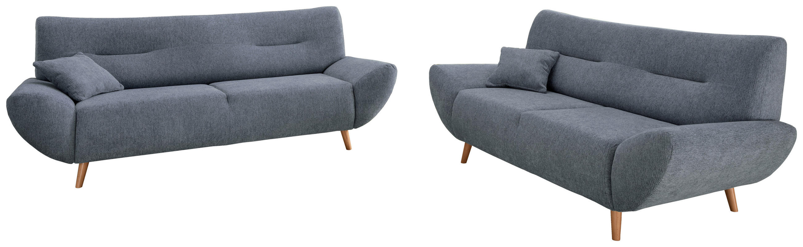 3-SITZER-SOFA Chenille Hellblau  - Wildeiche/Hellblau, MODERN, Holz/Textil (205/81/90cm) - MID.YOU