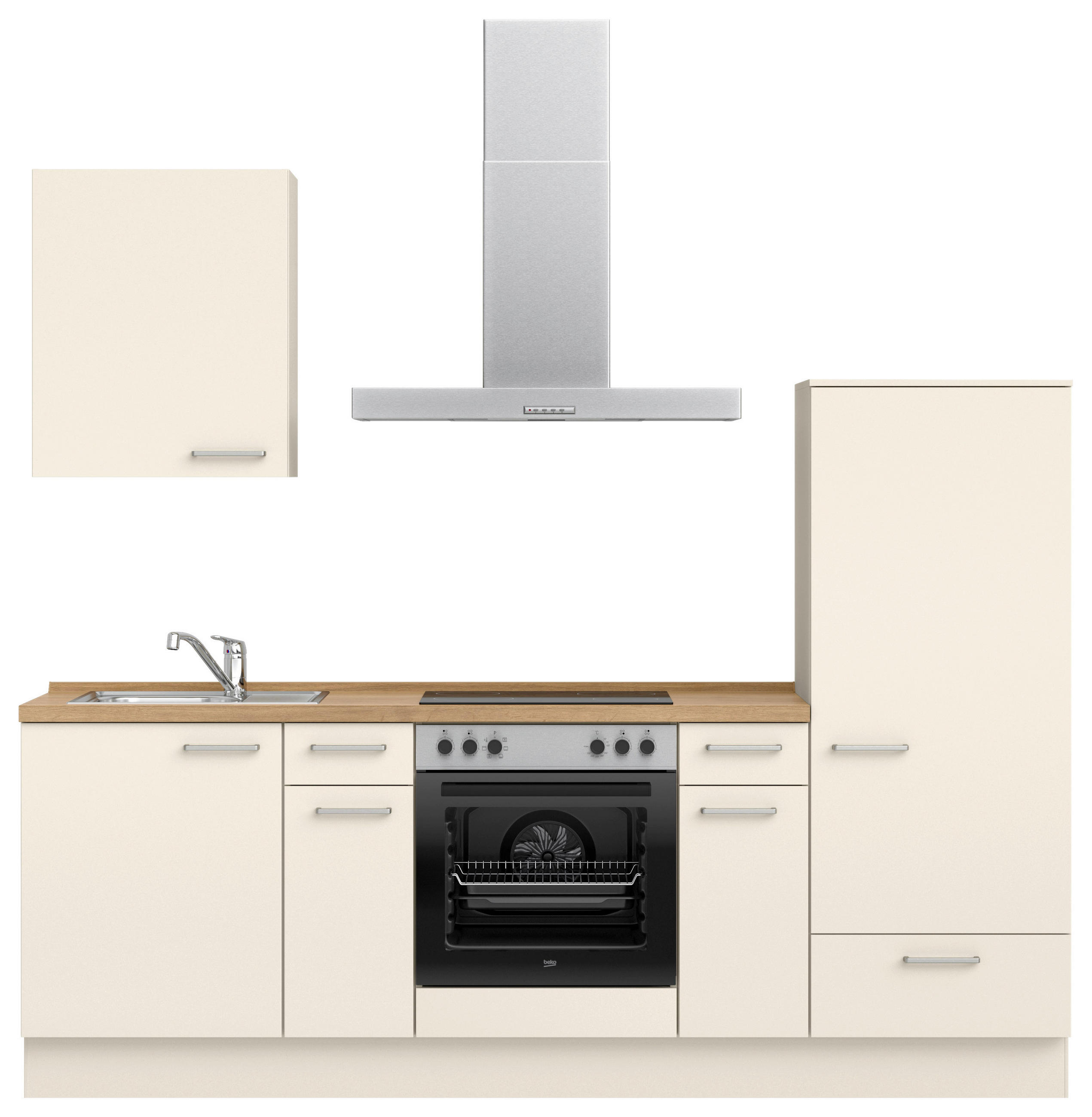 KÜCHENBLOCK 240 cm   in Eichefarben, Magnolie  - Edelstahlfarben/Eichefarben, MODERN, Holzwerkstoff/Metall (240cm) - Nobilia