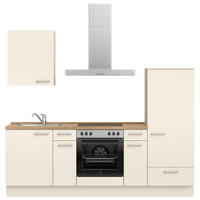 KÜCHENBLOCK 240 cm   in Eichefarben, Magnolie  - Edelstahlfarben/Eichefarben, MODERN, Holzwerkstoff/Metall (240cm) - Nobilia