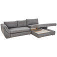 ECKSOFA Grau Flachgewebe  - Silberfarben/Grau, Design, Textil/Metall (306/174cm) - Carryhome