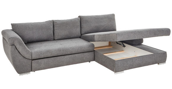 ECKSOFA Grau Flachgewebe  - Silberfarben/Grau, Design, Textil/Metall (306/174cm) - Carryhome