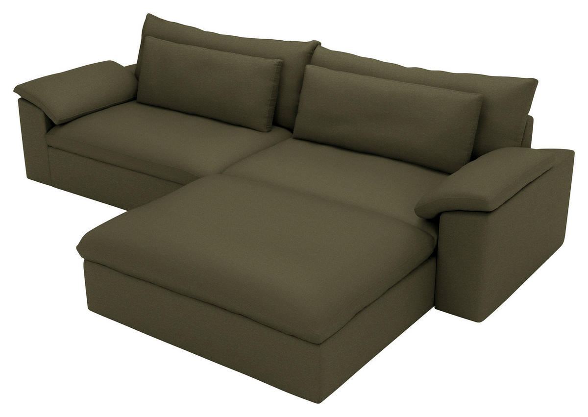 ECKSOFA  Chenille Grün  - Schwarz/Grün, Modern, Kunststoff/Textil (306/198cm) - Carryhome