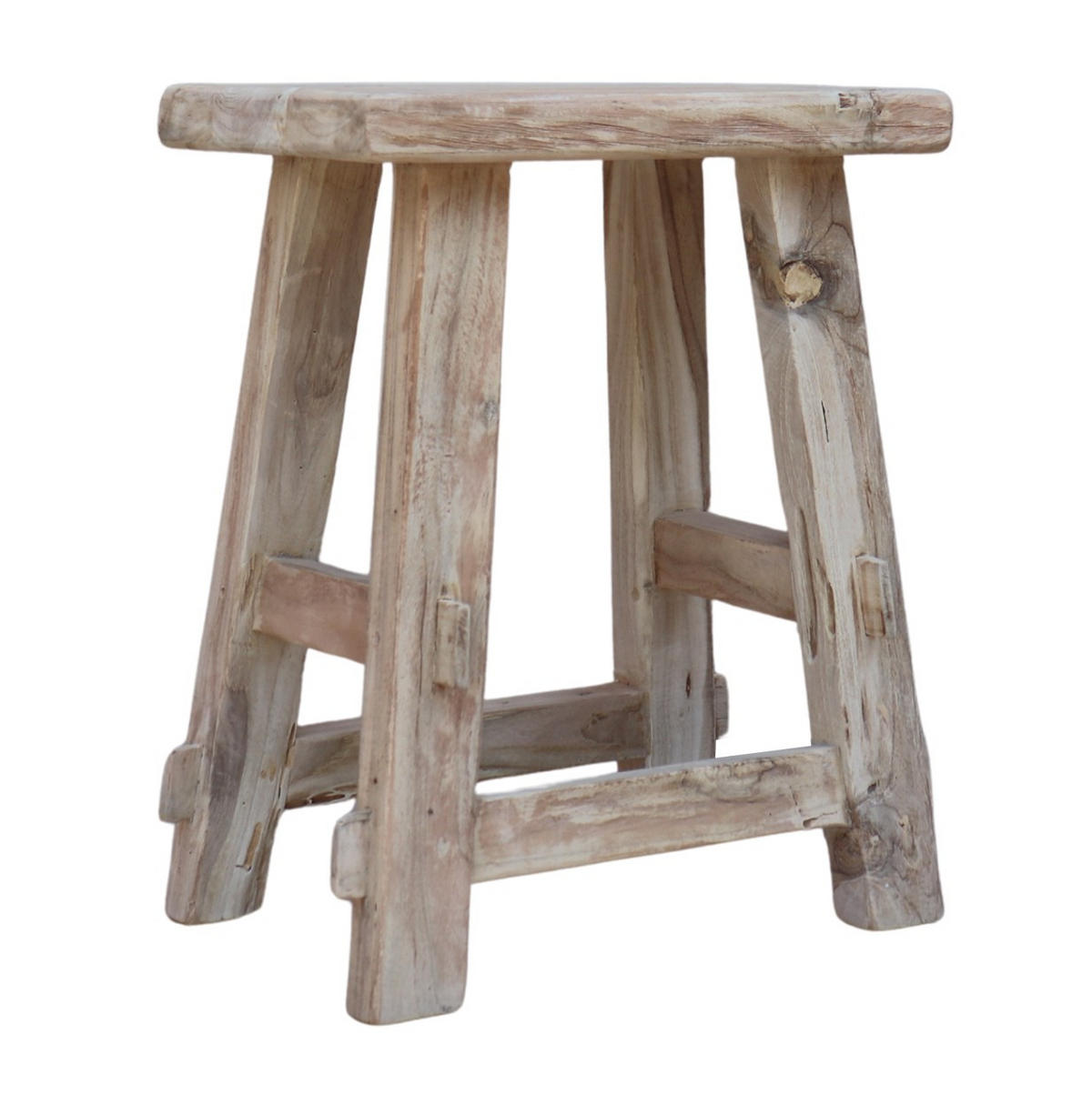 HOCKERBANK 40/25/50 cm Schwarz Recyclingholz vollmassiv  - Schwarz, Design, Holz (40/25/50cm) - Livetastic