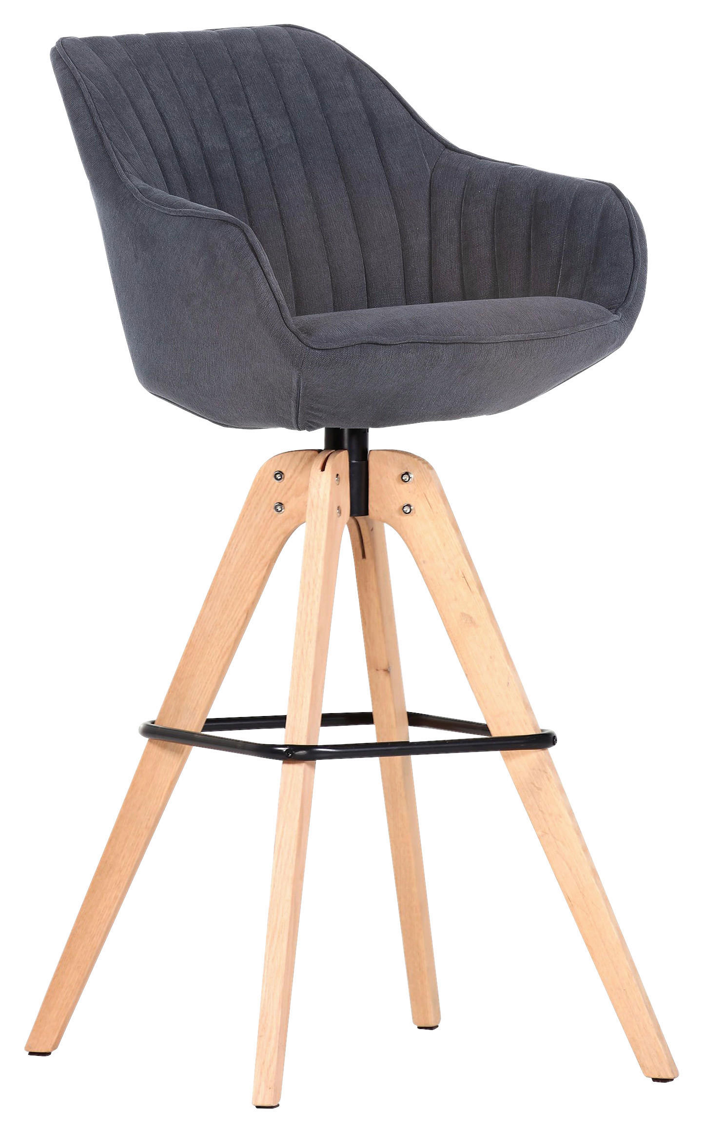 BAROVÁ STOLIČKA, tmavosivá - prírodná farba/farba duba, Design, drevo/textil (55/78-106/56cm) - Livetastic