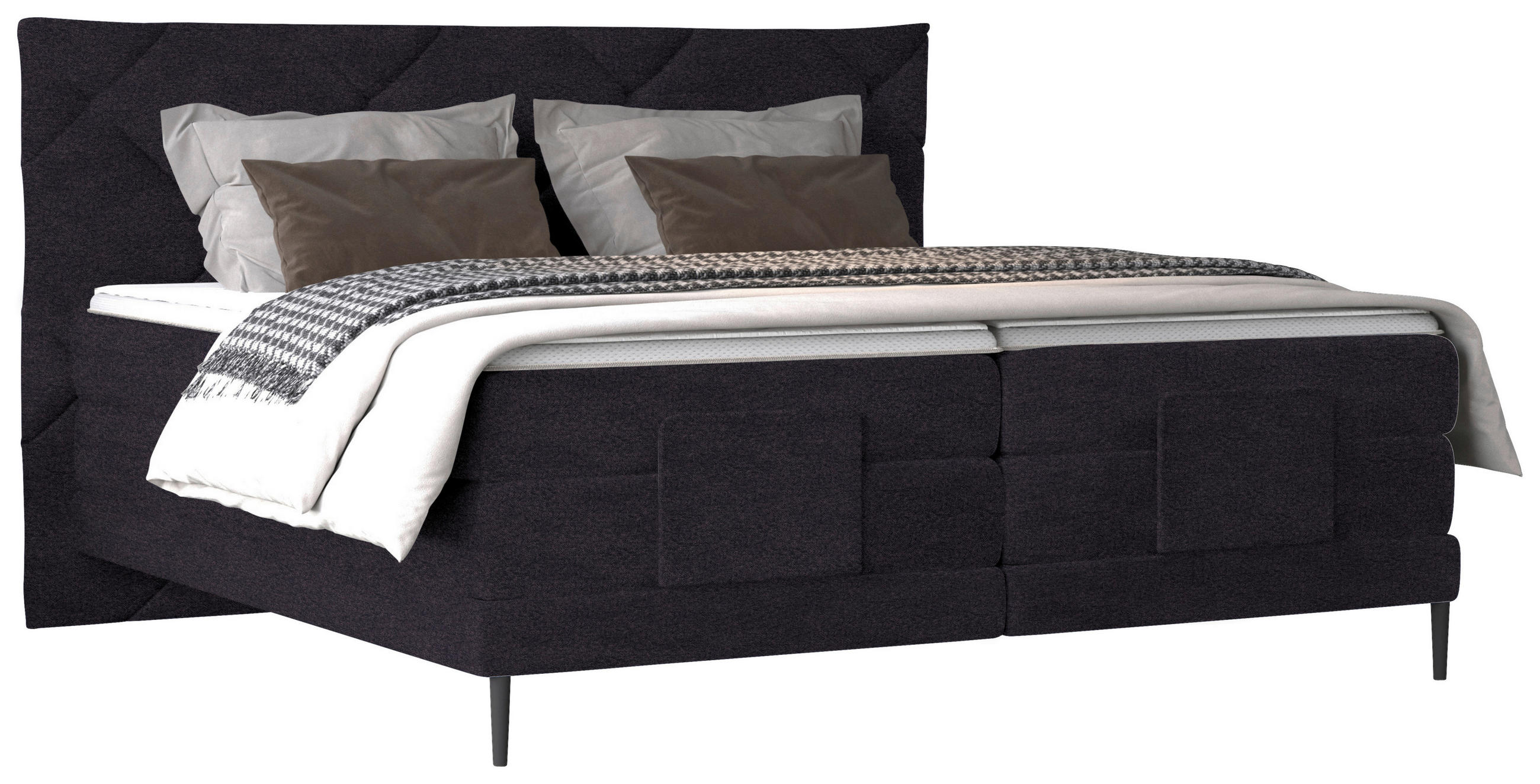 BOXSPRINGBETT 180/200 cm  in Anthrazit  - Anthrazit/Schwarz, KONVENTIONELL, Textil/Metall (180/200cm) - Esposa