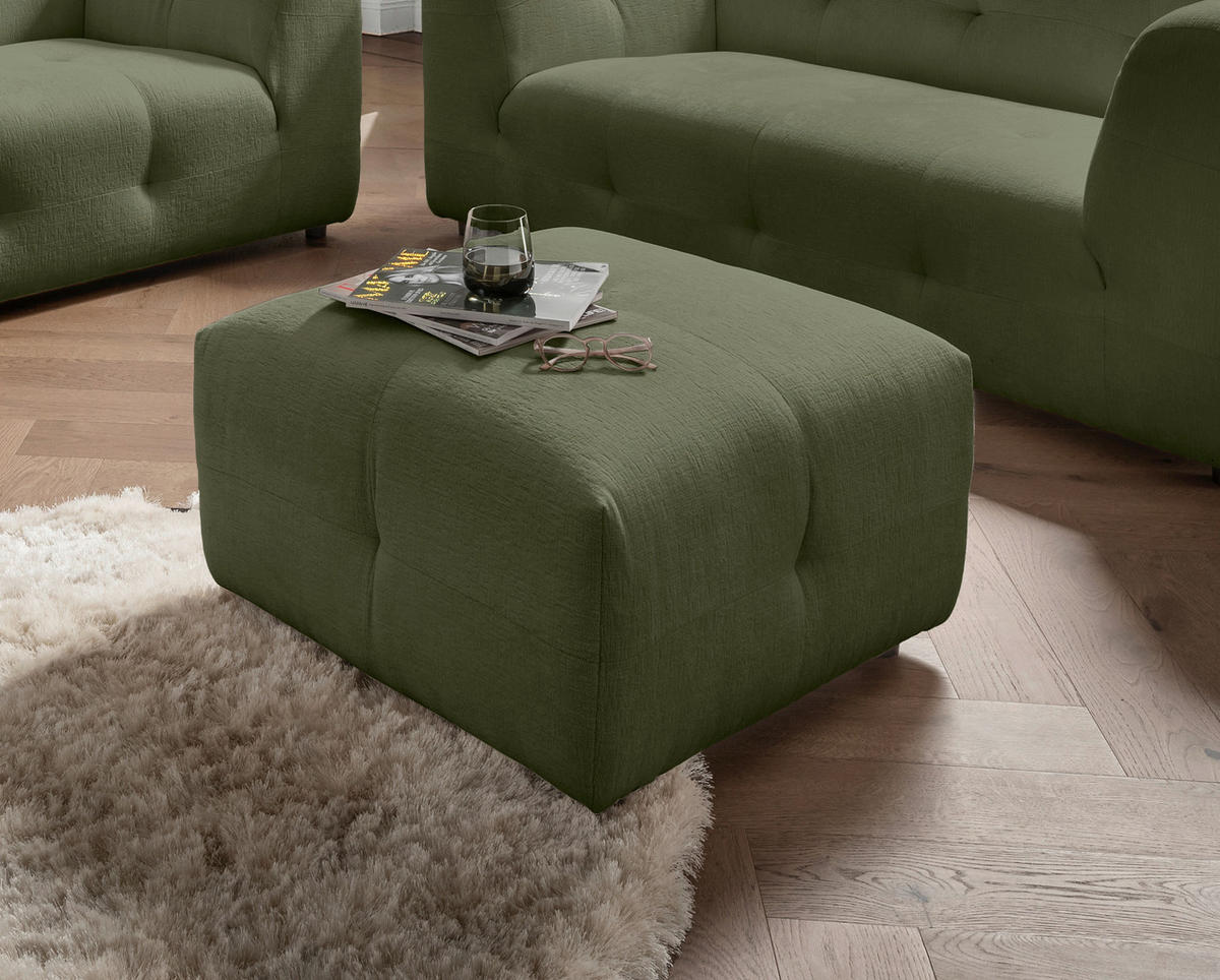 HOCKER in Textil Grün  - Schwarz/Grün, Design, Kunststoff/Textil (72/44/72cm) - Livetastic