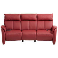 TRAPEZSOFA Echtleder Dunkelrot  - Alufarben/Dunkelrot, KONVENTIONELL, Leder/Metall (217/108/103cm) - Cantus