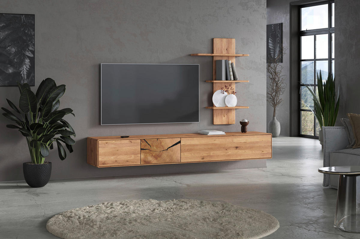 WOHNWAND 2-teilig  in Wildeiche  220/136,5/40 cm  - Wildeiche, Basics, Holz (220/136,5/40cm) - Livetastic