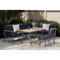 DINING-LOUNGESET Aluminium  - Dunkelgrau/Naturfarben, MODERN, Kunststoff/Textil - Ambia Garden