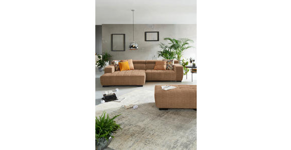 ECKSOFA in Webstoff Orange  - Schwarz/Orange, KONVENTIONELL, Textil/Metall (182/279cm) - Hom`in