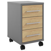 ROLLCONTAINER Eiche Hickory, Dunkelgrau  - Dunkelgrau/Alufarben, MODERN, Holzwerkstoff/Metall (41,6/68,6/50,2cm)