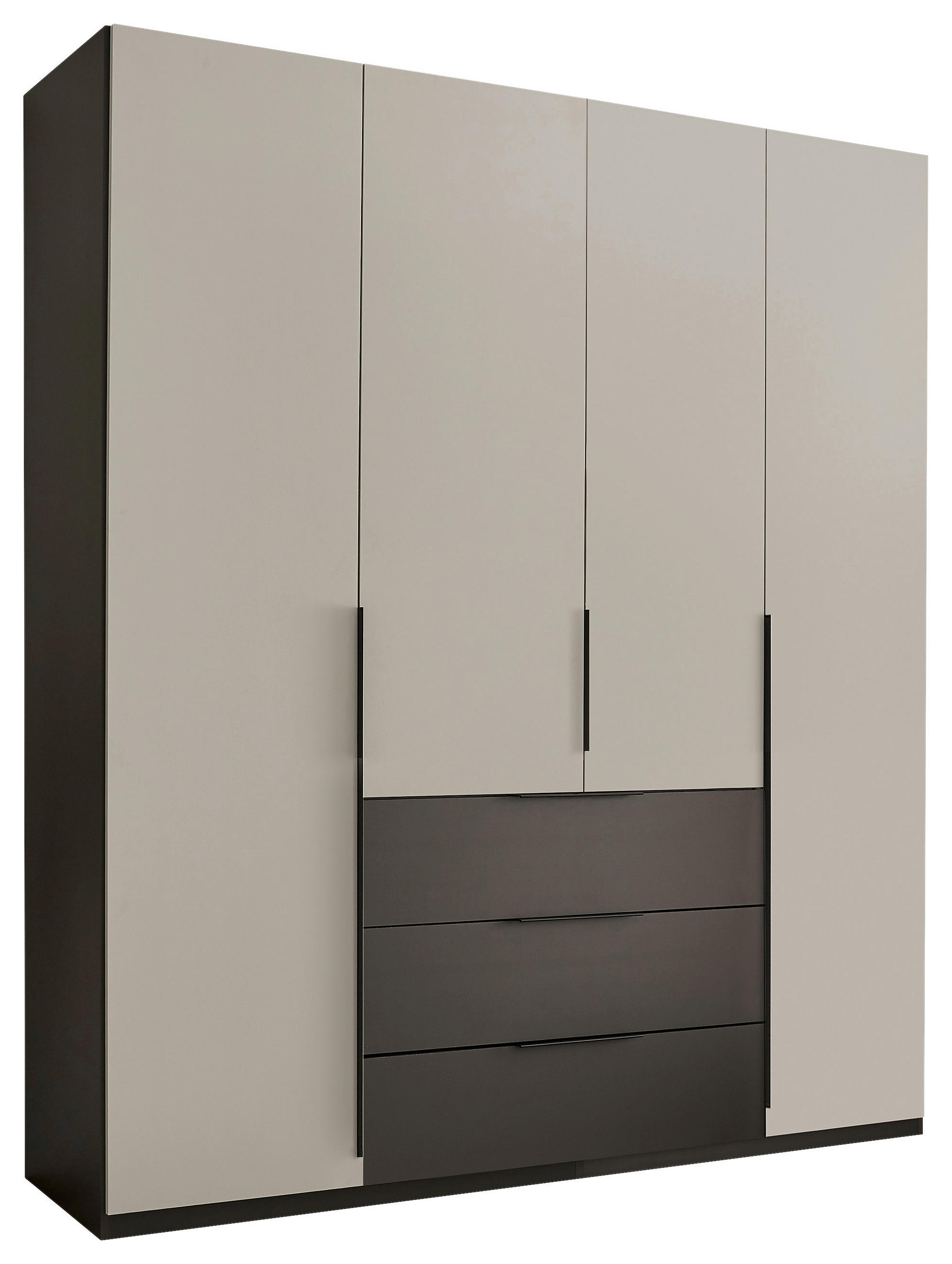 DREHTÜRENSCHRANK 200,5/225,5/60 cm,  in Graphitfarben, Hellgrau, 4-türig  - Hellgrau/Schwarz, MODERN, Holzwerkstoff/Kunststoff (200,5/225,5/60cm) - MID.YOU