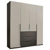 SKRIŇA S OTOČNÝMI DVERAMI, svetlosivá, grafitová, 200,5/225,5/60 cm - čierna/grafitová, Modern, kompozitné drevo/plast (200,5/225,5/60cm) - MID.YOU