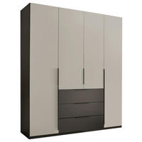 DREHTÜRENSCHRANK 200,5/225,5/60 cm,  in Graphitfarben, Hellgrau, 4-türig  - Hellgrau/Schwarz, MODERN, Holzwerkstoff/Kunststoff (200,5/225,5/60cm) - MID.YOU