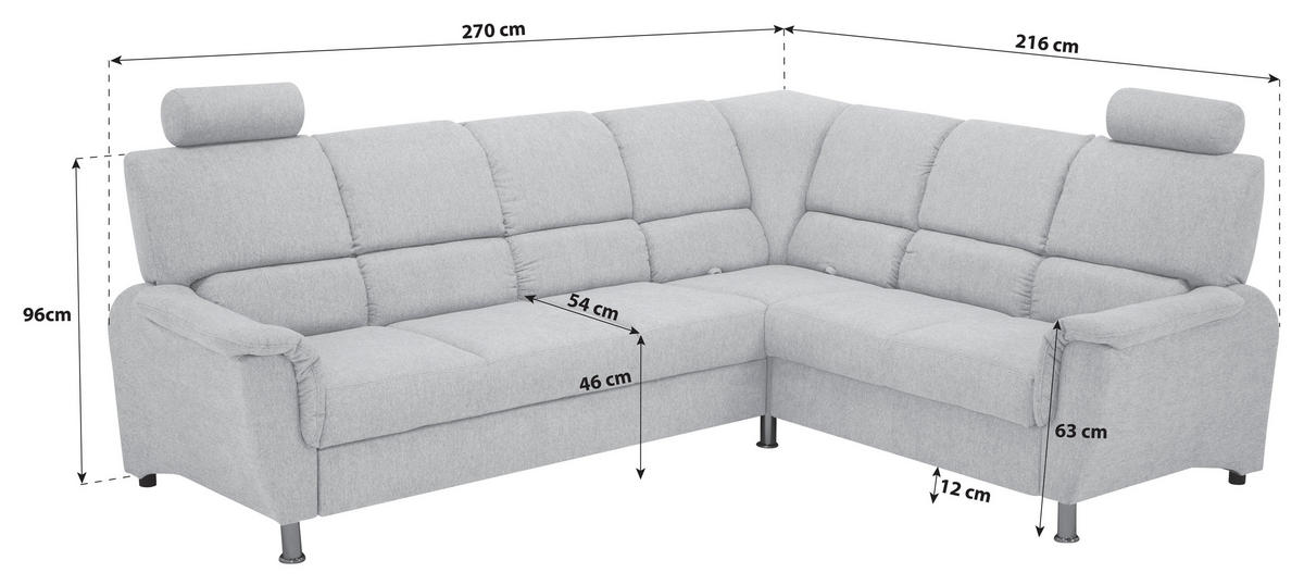 UGAONA GARNITURA bež  - bež/srebrna, Dizajnerski, drvo/tekstil (270/216cm) - Livetastic