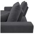 ECKSOFA in Cord Anthrazit  - Anthrazit/Schwarz, KONVENTIONELL, Textil/Metall (185/250cm) - Carryhome