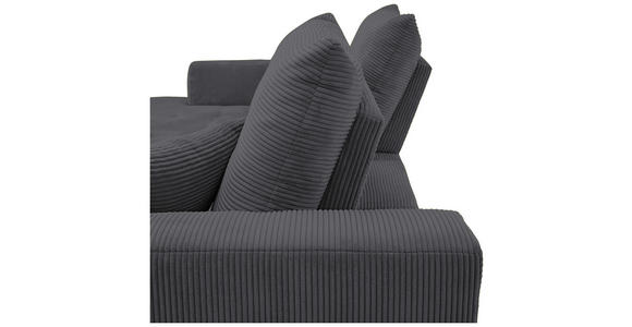 ECKSOFA in Cord Anthrazit  - Anthrazit/Schwarz, KONVENTIONELL, Textil/Metall (185/250cm) - Carryhome