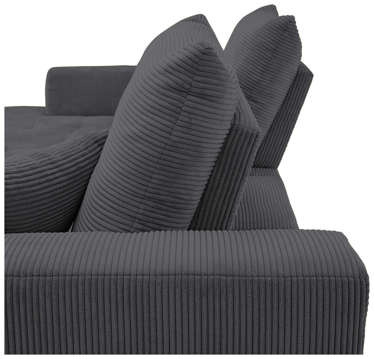 ECKSOFA in Cord Anthrazit  - Anthrazit/Schwarz, Konventionell, Textil/Metall (185/250cm) - Carryhome
