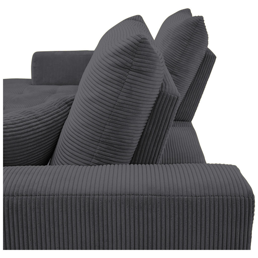 Thumbnail - Carryhome Ecksofa, Anthrazit, Textil, 2-Sitzer, Füllung: Schaumstoff, Silikon,Schaumstoff, Silikon, Ottomane links, L-Fo...