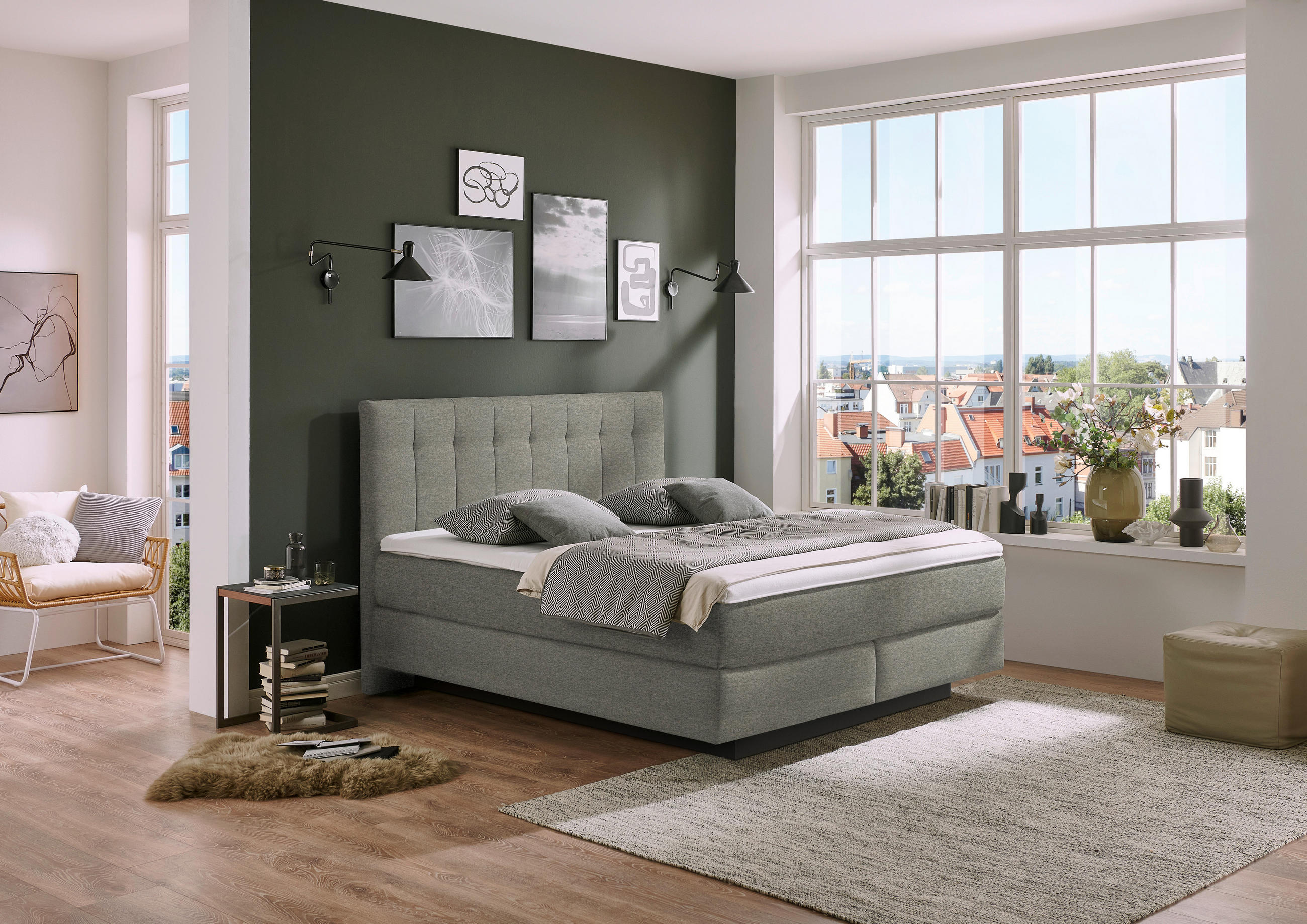 Thumbnail - Beldomo - Sleep Boxspringbett, Braun, Textil, H3 + H4, Höhe ca. 23 cm, 160x200 cm, Goldenes M, Made in EU, gepolstertes ...