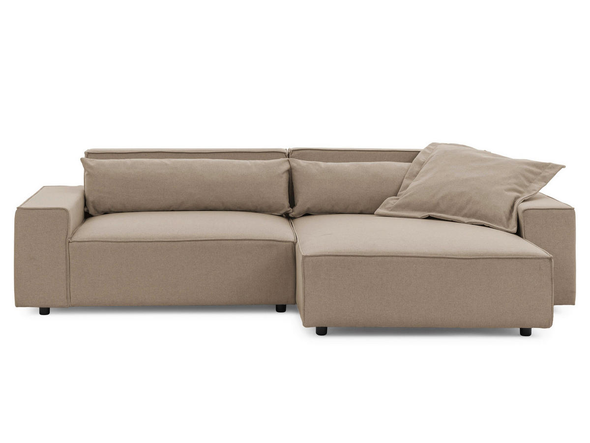 ECKSOFA Curduroy in Webstoff Hellbraun Rückenkissen  251/142 cm  - Hellbraun/Schwarz, Design, Kunststoff/Textil (251/142cm) - P & B