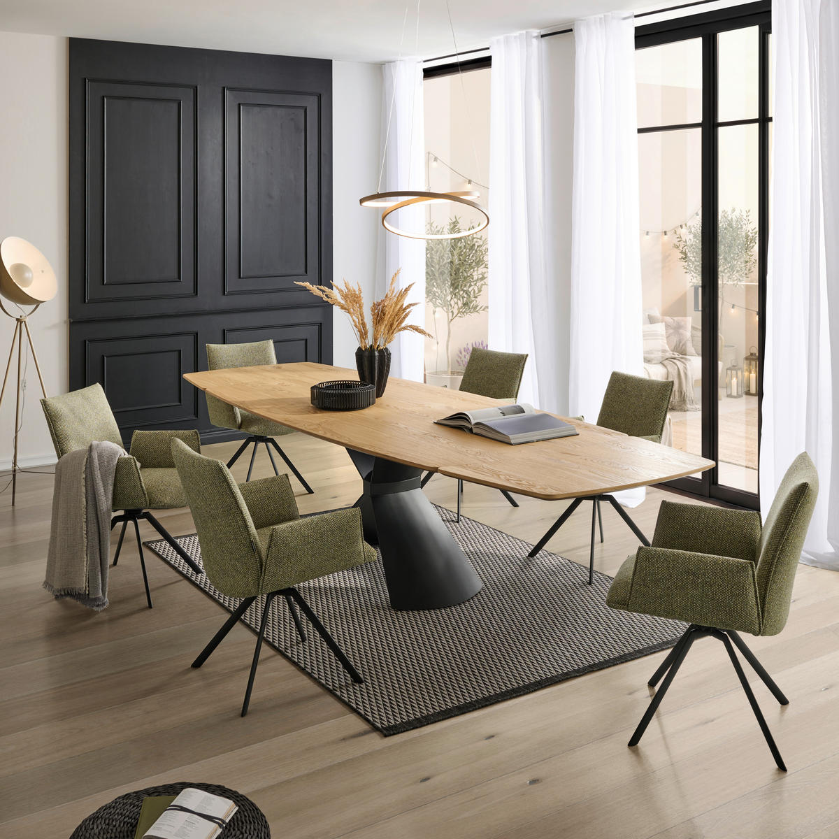 ESSTISCH 190/110/76 cm Echtholz  Holz, Metall in verschiedenen Größen erhältlich, in verschiedenen Holzarten erhältlich oval Anthrazit, Wildeiche  - Wildeiche/Anthrazit, Design, Holz/Metall (190/110/76cm) - Venjakob