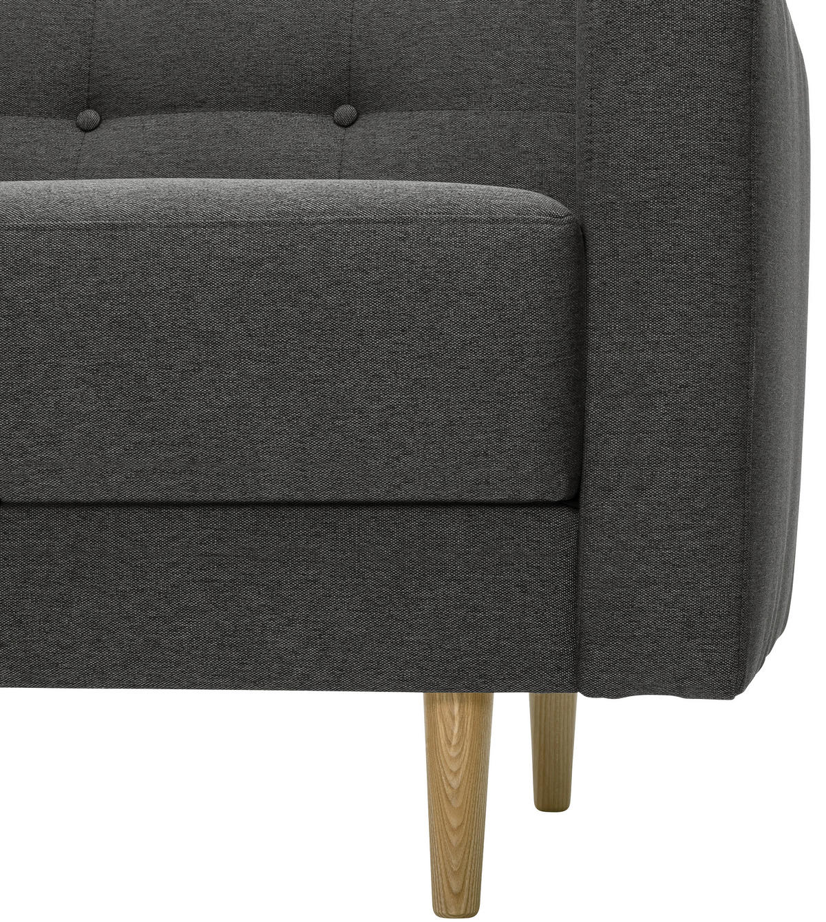 3-SITZER-SOFA in Flachgewebe Anthrazit  - Eschefarben/Anthrazit, MODERN, Holz/Textil (224/81/83cm) - Max Winzer