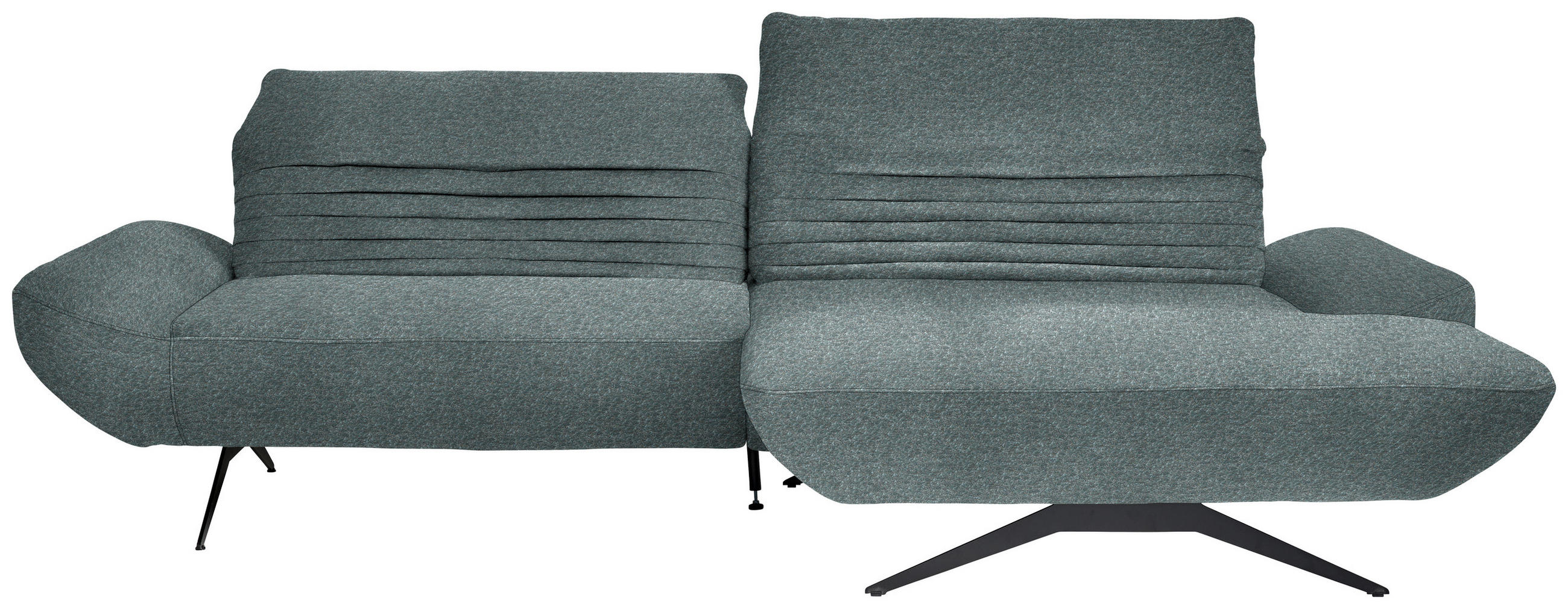 ECKSOFA  in Bouclé Graublau  280/170-195 cm  - Graublau/Schwarz, Design, Textil/Metall (280/170-195cm) - Dieter Knoll
