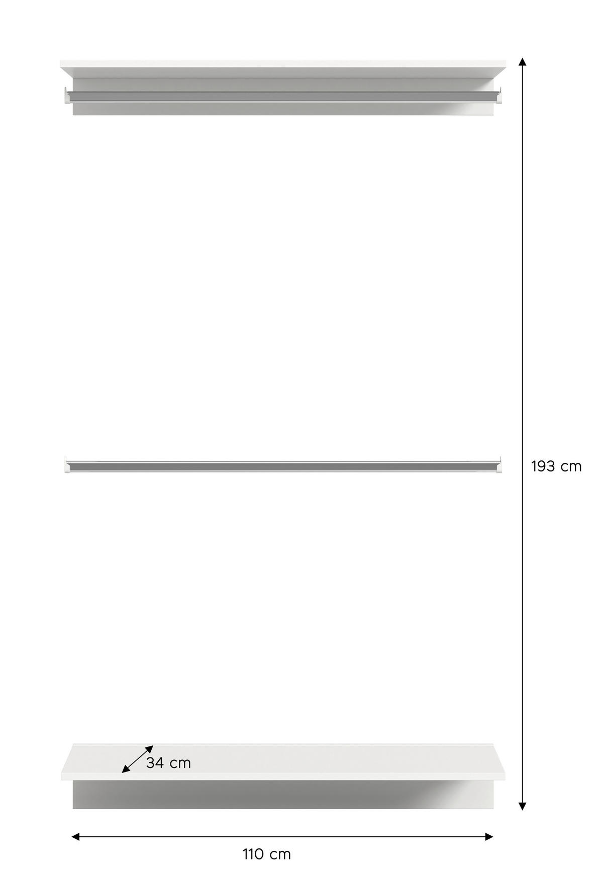 GARDEROBE  in 110/193/34 cm  - Weiß Hochglanz/Weiß, Design, Holzwerkstoff (110/193/34cm) - Livetastic
