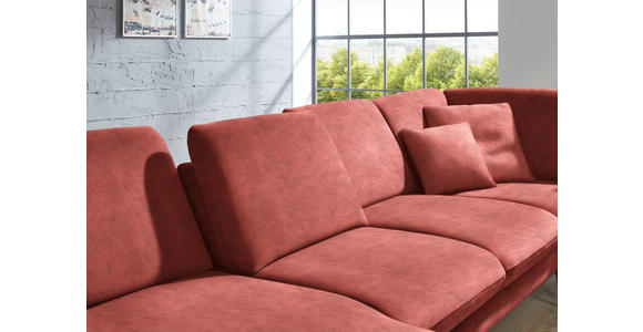 WOHNLANDSCHAFT in Velours Koralle - Koralle/Schwarz, Design, Textil/Metall (180/344/208cm) - Dieter Knoll