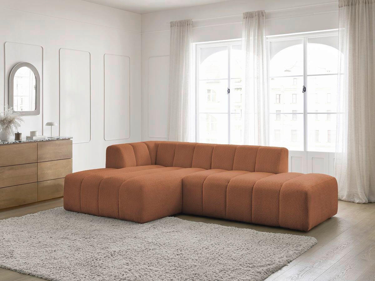ECKSOFA  ANNECY Orange Bouclé  - Schwarz/Orange, MODERN, Kunststoff/Textil (170/262cm)