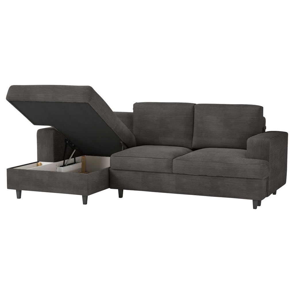 Thumbnail - Mid.you Ecksofa, Taupe, Textil, Buche, 3-4-Sitzer, Füllung: Schaumstoff, Ottomane links, L-Form, 247x140 cm, Liegefunkti...