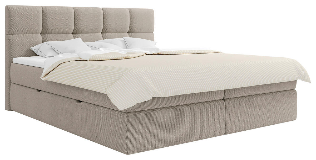 BOXBETT 140/200 cm  in Beige  - Beige/Schwarz, Modern, Holz/Holzwerkstoff (140/200cm) - MID.YOU